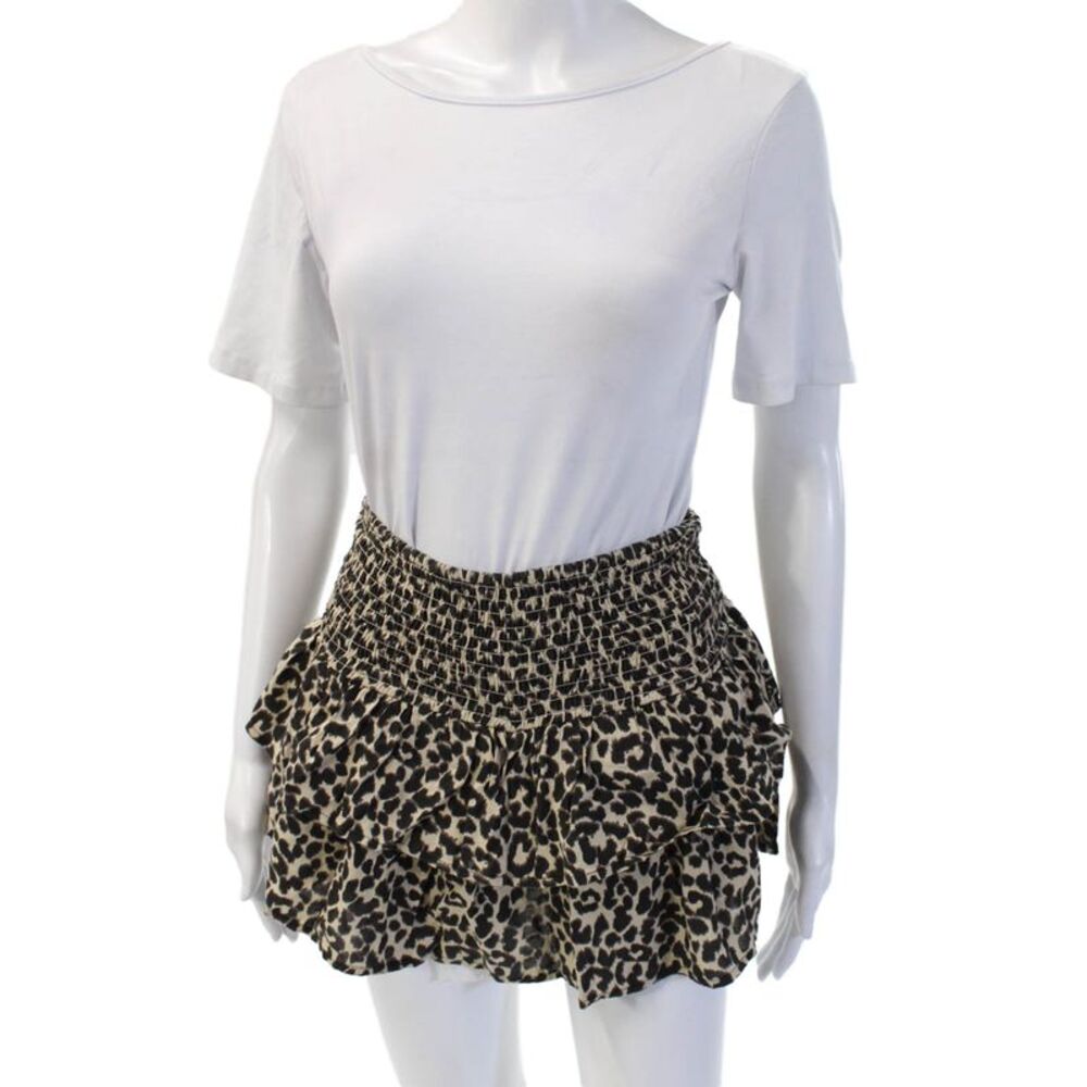 Brownie Women Peasant Mini Animal Print Viscose Skort Beige Size XS
